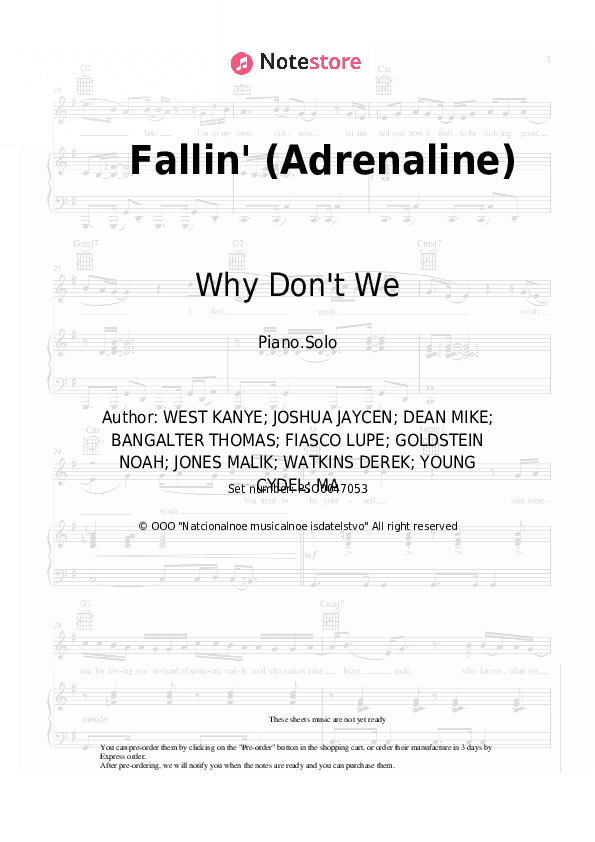 Fallin' (Adrenaline) - Why Don't We Piano Sheet Music - Piano.Solo