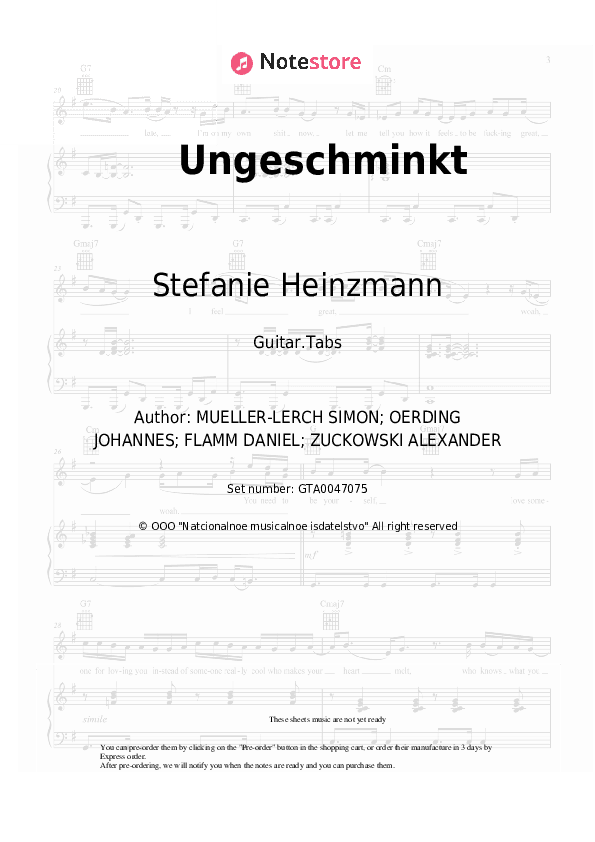 Ungeschminkt - Stefanie Heinzmann Tabs - Guitar.Tabs