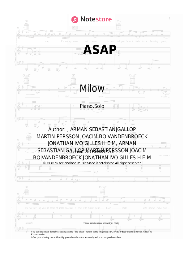 ASAP - Milow Piano Sheet Music - Piano.Solo