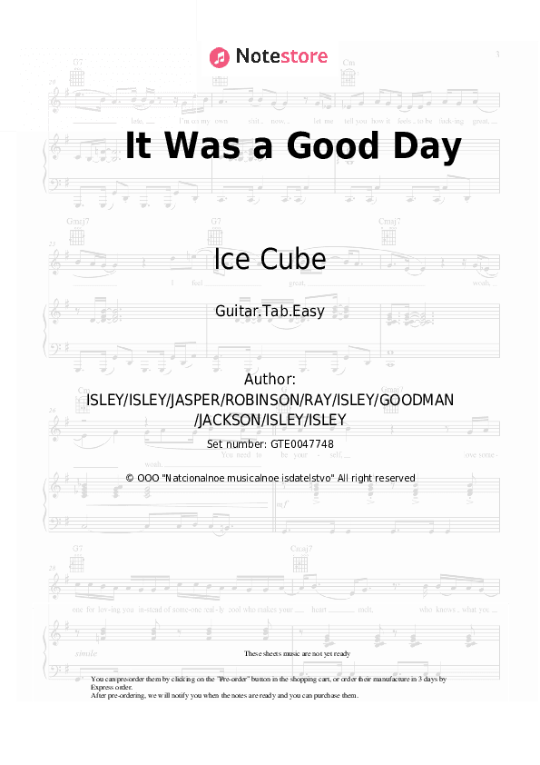 It Was a Good Day - Ice Cube Tabs Easy - Guitar.Tab.Easy