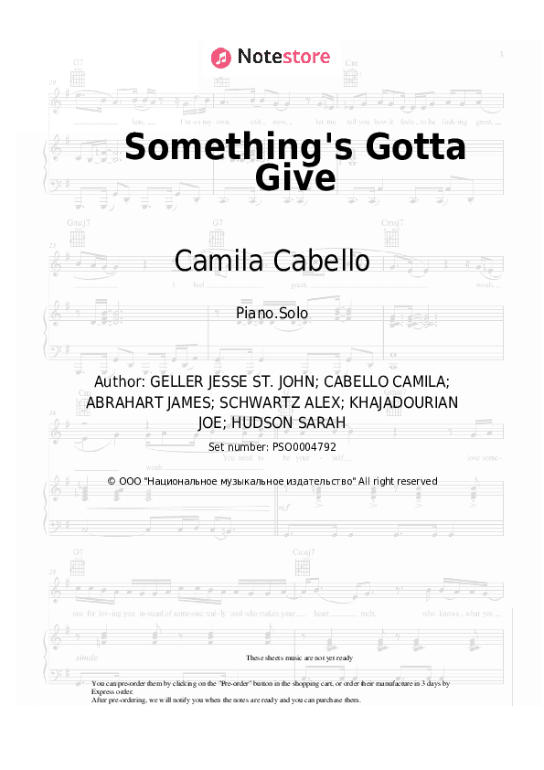 Something's Gotta Give - Camila Cabello Piano Sheet Music - Piano.Solo