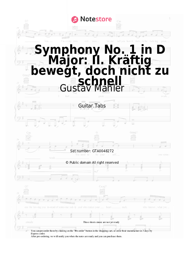 Symphony No. 1 in D Major: II. Kräftig bewegt, doch nicht zu schnell - Gustav Mahler Tabs - Guitar.Tabs