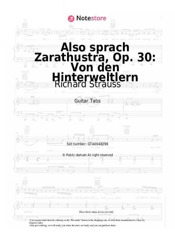 Also sprach Zarathustra, Op. 30: Von den Hinterweltlern - Richard Strauss Tabs - Guitar.Tabs