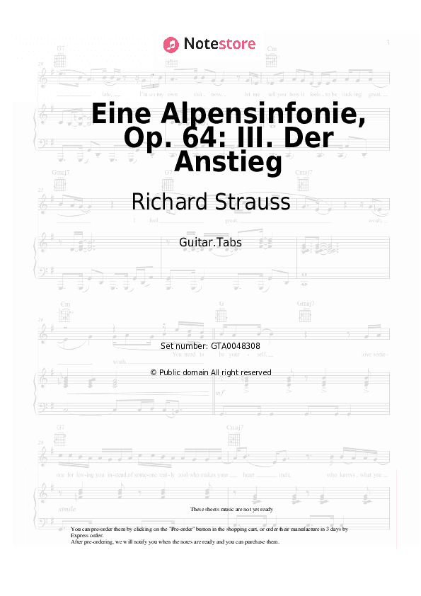 Eine Alpensinfonie, Op. 64: III. Der Anstieg - Richard Strauss Tabs - Guitar.Tabs