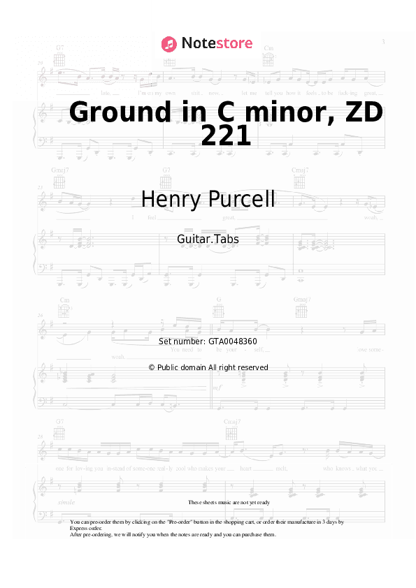Ground in C minor, ZD 221 - Henry Purcell Tabs - Guitar.Tabs