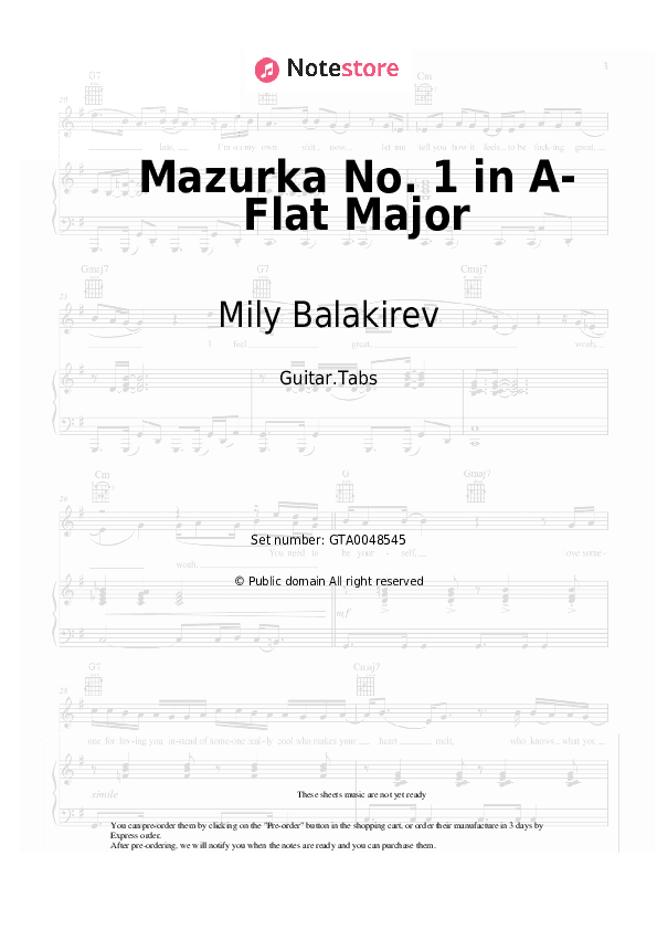 Mazurka No. 1 in A-Flat Major - Mily Balakirev Tabs - Guitar.Tabs