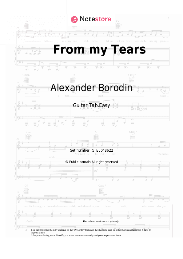 From my Tears - Alexander Borodin Tabs Easy - Guitar.Tab.Easy