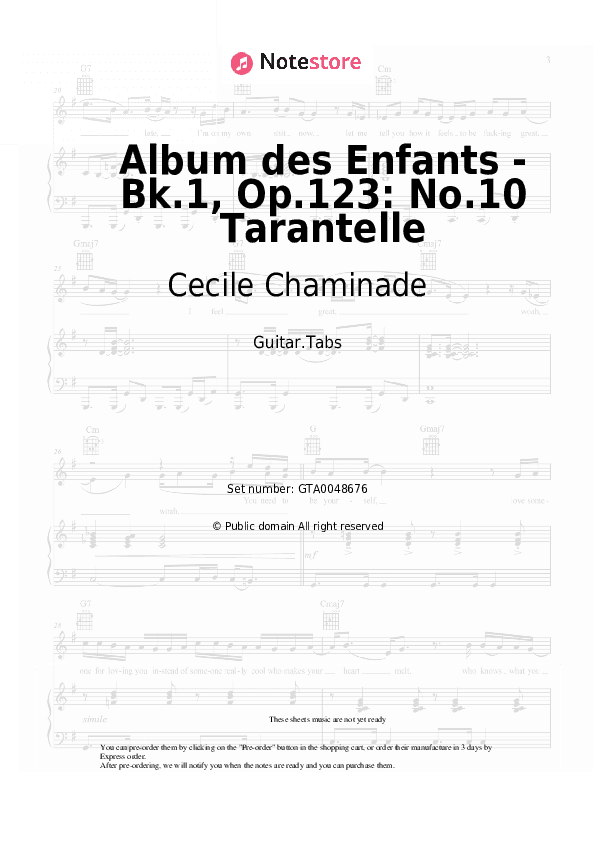 Album des Enfants - Bk.1, Op.123: No.10 Tarantelle - Cecile Chaminade Tabs - Guitar.Tabs