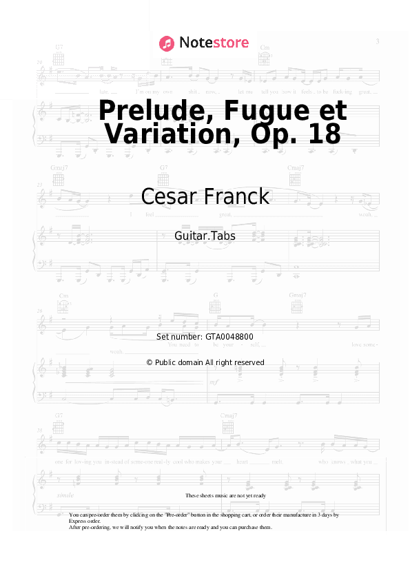 Prelude, Fugue et Variation, Op. 18 - Cesar Franck Tabs - Guitar.Tabs