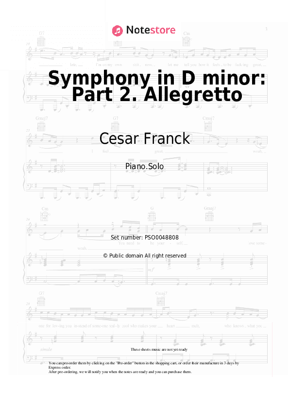 Symphony in D minor: Part 2. Allegretto - Cesar Franck Piano Sheet Music - Piano.Solo