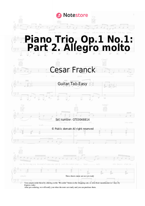 Piano Trio, Op.1 No.1: Part 2. Allegro molto - Cesar Franck Tabs Easy - Guitar.Tab.Easy
