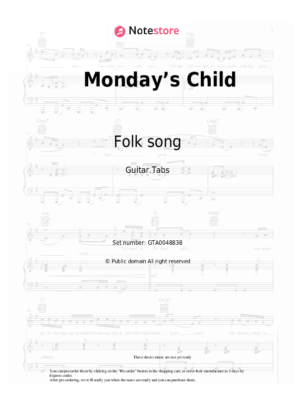 Monday’s Child - Folk song Tabs - Guitar.Tabs