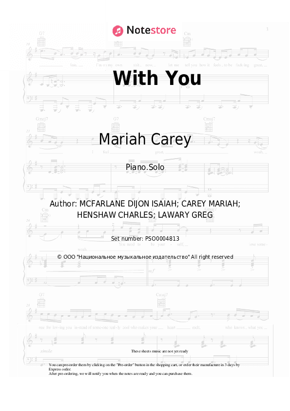 With You - Mariah Carey Piano Sheet Music - Piano.Solo