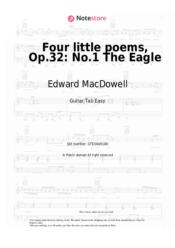 Four little poems, Op.32: No.1 The Eagle - Edward MacDowell Tabs Easy - Guitar.Tab.Easy