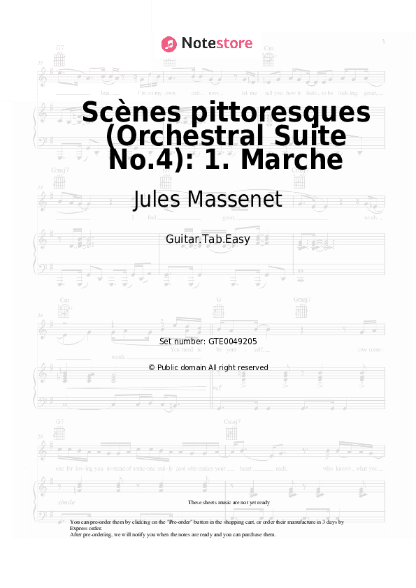 Scènes pittoresques (Orchestral Suite No.4): 1. Marche - Jules Massenet Tabs Easy - Guitar.Tab.Easy