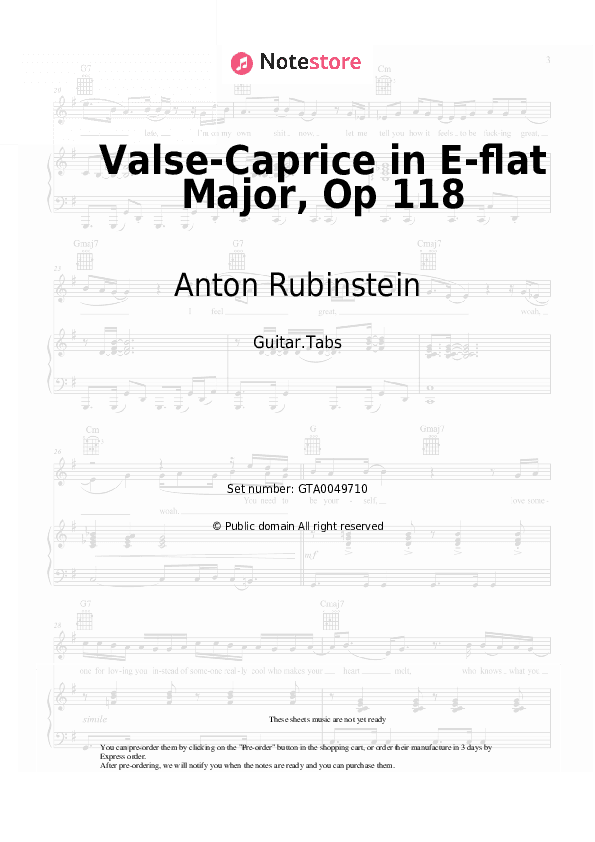 Valse-Caprice in E-flat Major, Op 118 - Anton Rubinstein Tabs - Guitar.Tabs