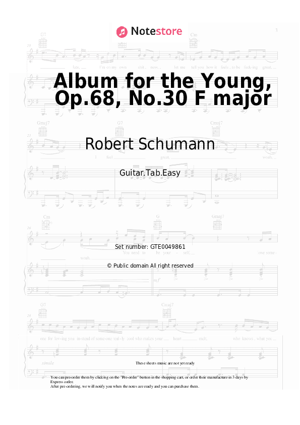 Album for the Young, Op.68, No.30 F major - Robert Schumann Tabs Easy - Guitar.Tab.Easy