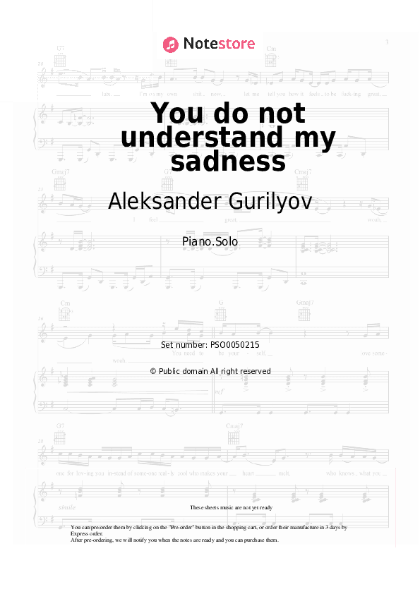 You do not understand my sadness - Aleksander Gurilyov Piano Sheet Music - Piano.Solo