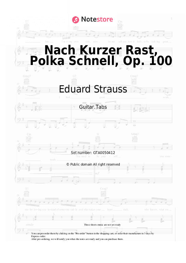 Nach Kurzer Rast, Polka Schnell, Op. 100 - Eduard Strauss Tabs - Guitar.Tabs