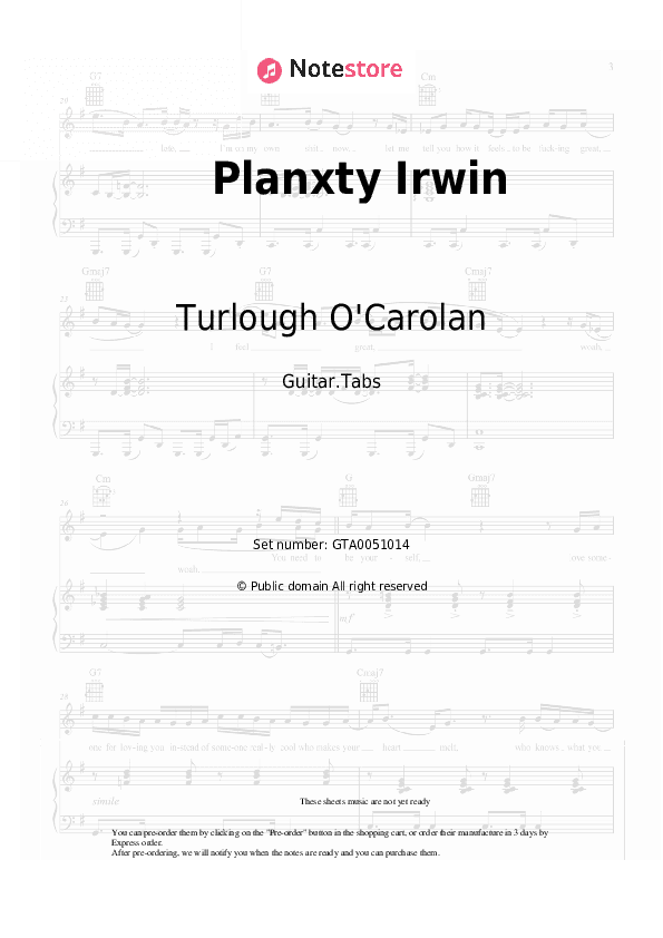 Planxty Irwin - Turlough O'Carolan Tabs - Guitar.Tabs