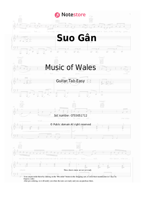 Suo Gân - Music of Wales Tabs Easy - Guitar.Tab.Easy