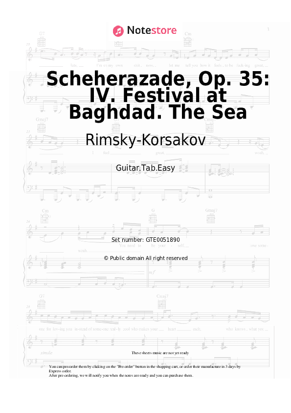 Scheherazade, Op. 35: IV. Festival at Baghdad. The Sea - Rimsky-Korsakov Tabs Easy - Guitar.Tab.Easy