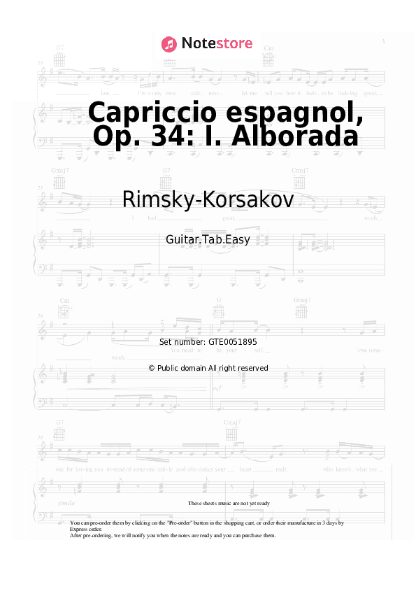 Capriccio espagnol, Op. 34: I. Alborada - Rimsky-Korsakov Tabs Easy - Guitar.Tab.Easy