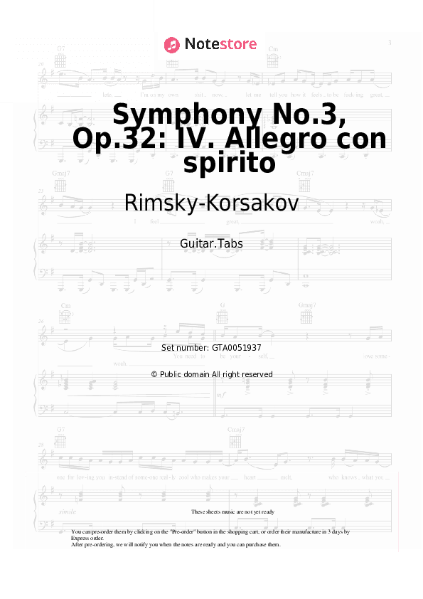 Symphony No.3, Op.32: IV. Allegro con spirito - Rimsky-Korsakov Tabs - Guitar.Tabs