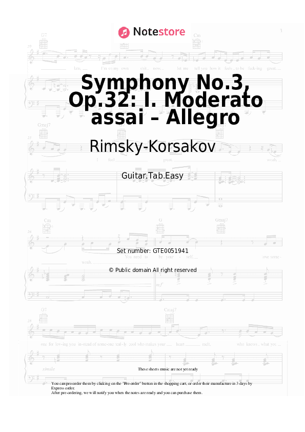 Symphony No.3, Op.32: I. Moderato assai – Allegro - Rimsky-Korsakov Tabs Easy - Guitar.Tab.Easy