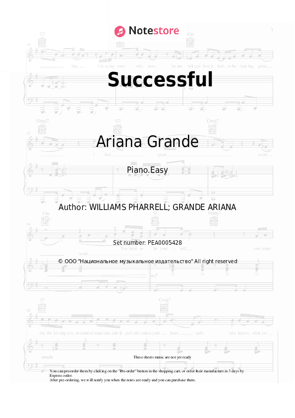 Successful - Ariana Grande Piano Sheet Music Easy - Piano.Easy