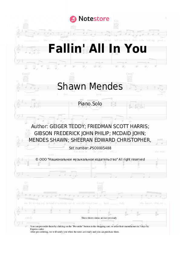 Fallin' All In You - Shawn Mendes Piano Sheet Music - Piano.Solo
