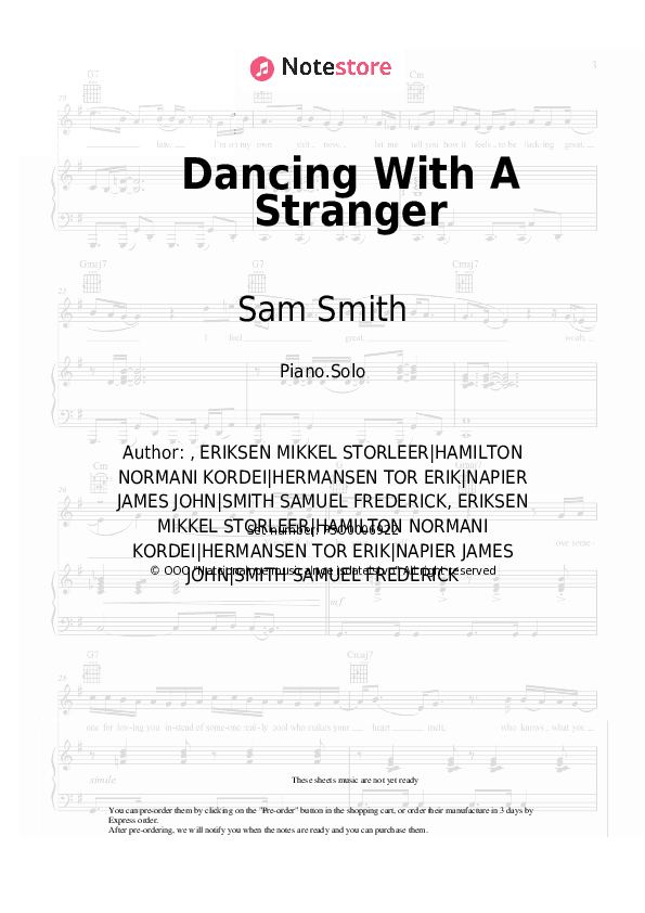 Dancing With A Stranger - Sam Smith, Normani Piano Sheet Music - Piano.Solo