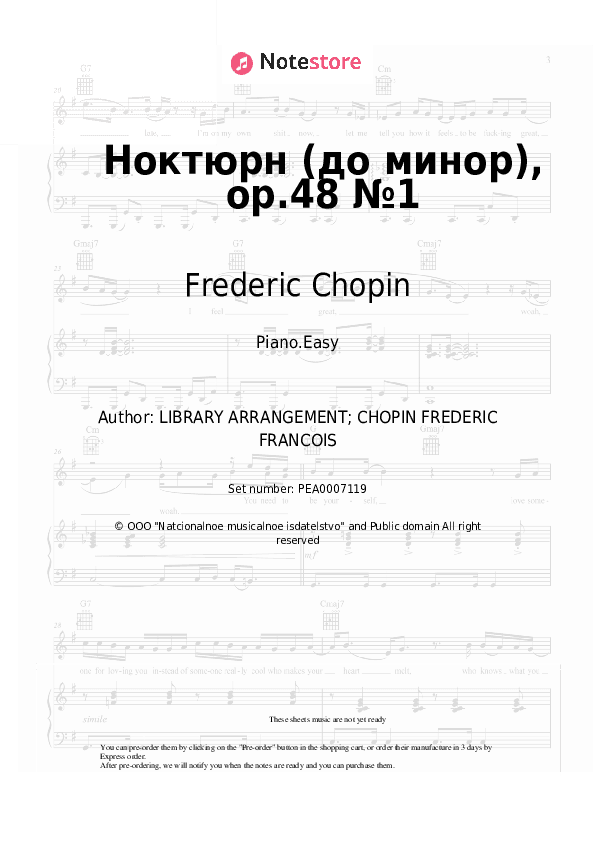 Nocturne (C minor), op.48 No. 1 - Frederic Chopin Piano Sheet Music Easy - Piano.Easy