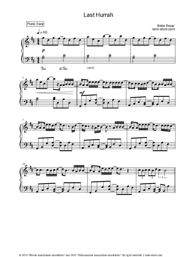Last Hurrah - Bebe Rexha Piano Sheet Music Easy - Piano.Easy