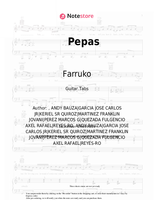 Pepas - Farruko Tabs - Guitar.Tabs