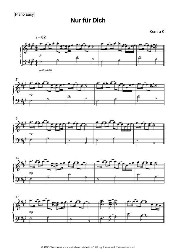 Nur für Dich - Kontra K Piano Sheet Music Easy - Piano.Easy