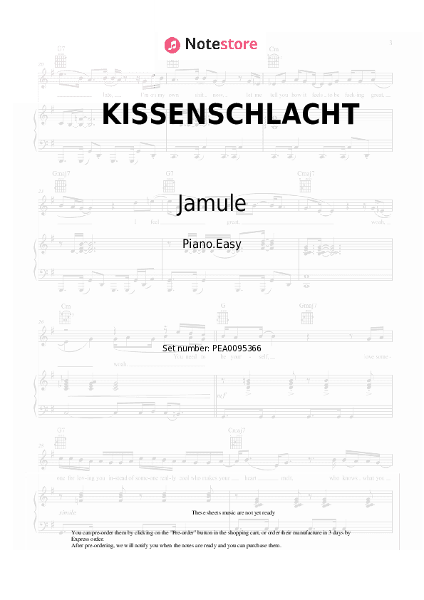 KISSENSCHLACHT - Jamule, Fourty Piano Sheet Music Easy - Piano.Easy
