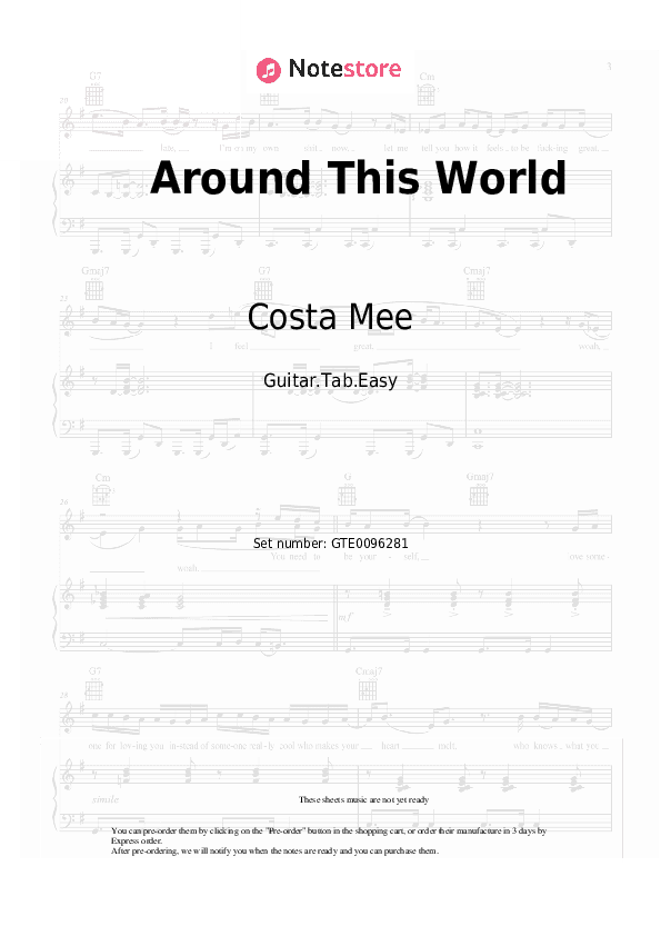 Around This World - Costa Mee Tabs Easy - Guitar.Tab.Easy
