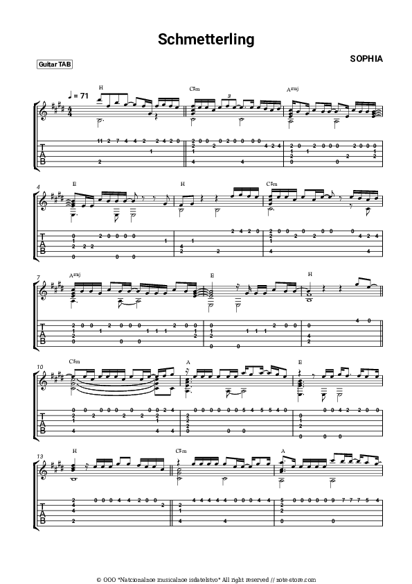 Schmetterling - SOPHIA Tabs - Guitar.Tabs