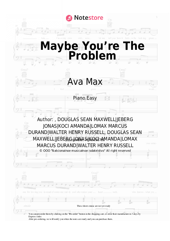 Maybe You’re The Problem - Ava Max Piano Sheet Music Easy - Piano.Easy