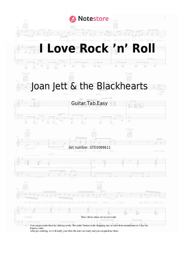 I Love Rock ’n’ Roll - Joan Jett & the Blackhearts Tabs Easy - Guitar.Tab.Easy