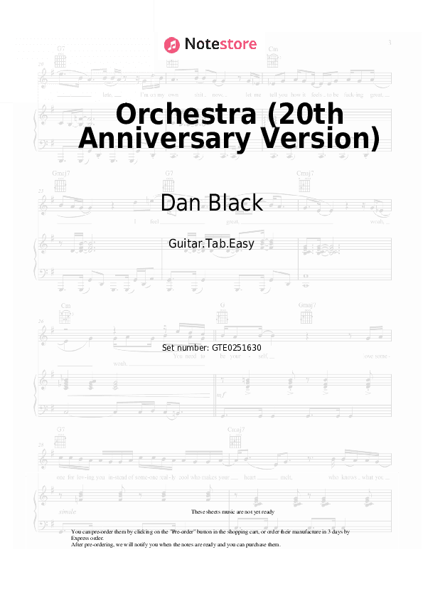Orchestra (20th Anniversary Version) - Dan Black, Louane Tabs Easy - Guitar.Tab.Easy