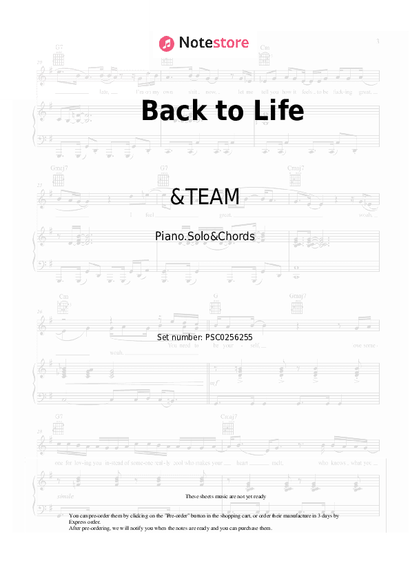 Back to Life - &TEAM Piano Sheet Music and Chords - Piano.Solo&Chords