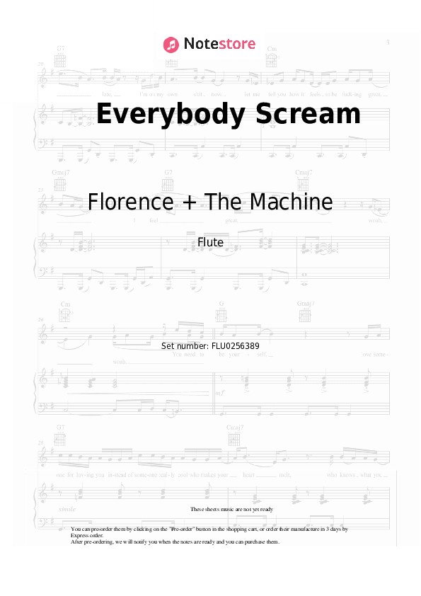 Everybody Scream - Florence + The Machine Flute Sheet Music - Flute