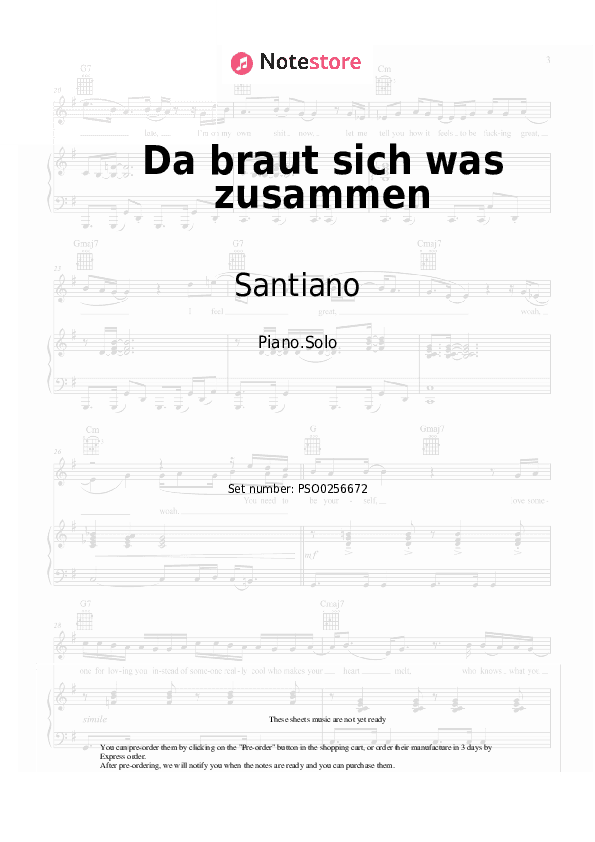 Da braut sich was zusammen - Santiano Piano Sheet Music - Piano.Solo