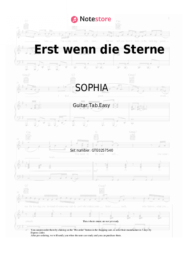 Erst wenn die Sterne - SOPHIA Tabs Easy - Guitar.Tab.Easy