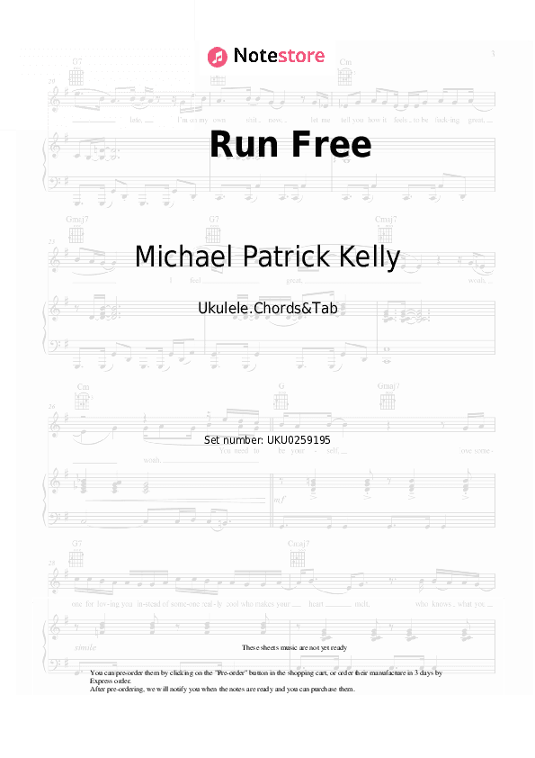 Run Free - Michael Patrick Kelly Ukulele Sheet Music - Ukulele.Chords&Tab