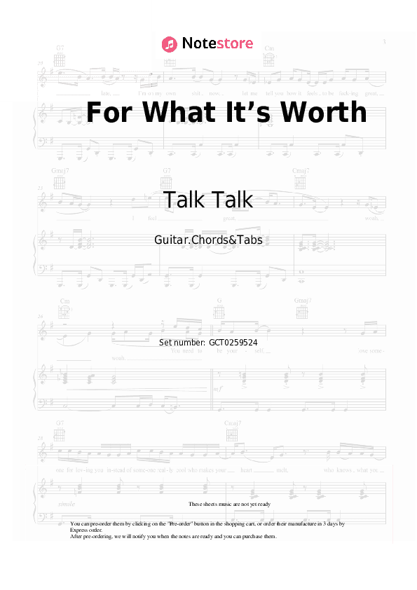For What It’s Worth - Talk Talk Chords and Tabs - Guitar.Chords&Tabs