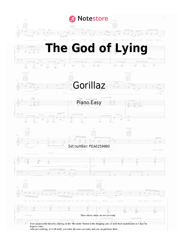 The God of Lying - Gorillaz, IDLES Piano Sheet Music Easy - Piano.Easy