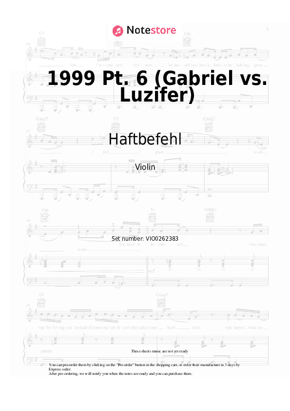 1999 Pt. 6 (Gabriel vs. Luzifer) - Haftbefehl Violin Sheet Music - Violin